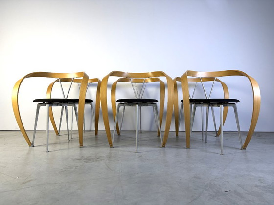 Revers Dining Chairs by Andrea Branzi for Cassina, 1993, Set of 6, Wood, Metal, Black, Modern (photo 11 of 13)