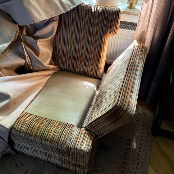 Image 1 of Ensemble de canapés en duvet d'origine des années 1970 avec housses uniques, fabriquées sur mesure aux États-Unis.