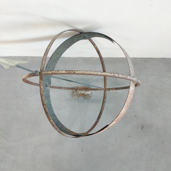 Image 1 of Vintage/Antieke gepatineerde zonnewijzer/ zonneklok Armillary tuindecoratie