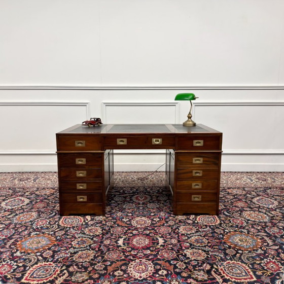 Classic English Desk with Black Leather – Wood (photo 2 of 18)