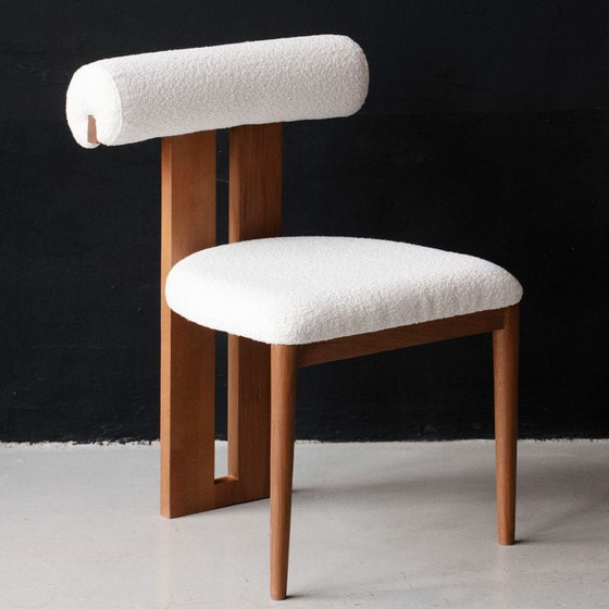 Design Chair in Solid Wood and Bouclé Fabric 50x40x60 – Dining chairs, Textile (photo 4 of 6)