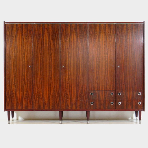 Grote vintage 5-deurs mid century design kledingkast, 1960s