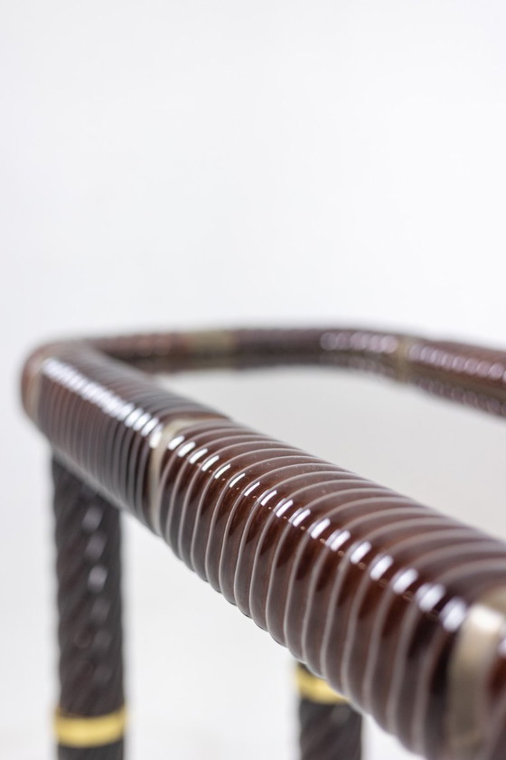 Image 1 of Tommaso Barbi. Keramische console met spiegelend blad. Italië, circa 1970