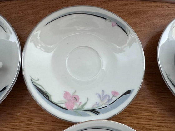 Image 1 of 6 tazze e 6 piattini in porcellana Jiepai vintage, provenienti dalla Cina, risalenti al periodo 1970-1990.