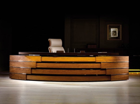 Image 1 of Vizyon Büro Craft VIP — Premium Chefbüro-Set · Walnuss · LED · 340 cm