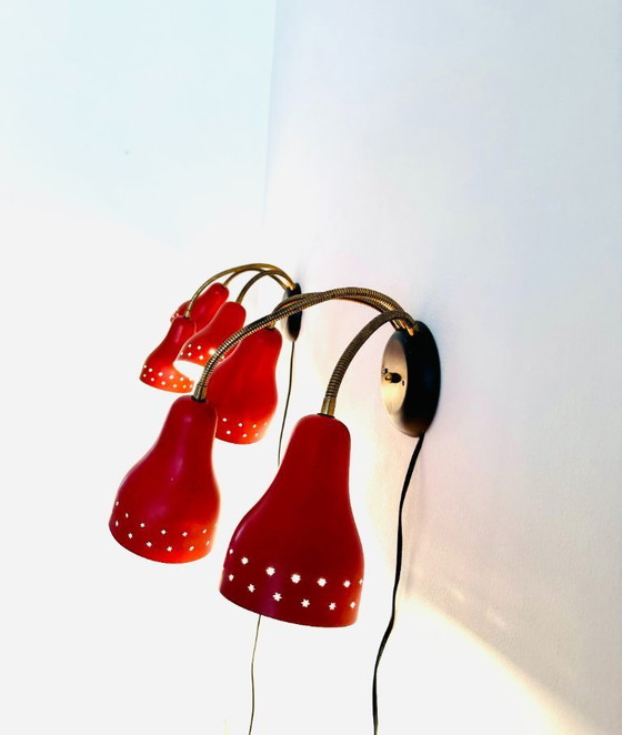 Image 1 of LAMPADA DA PARETE A TRE BRACCI DI H. BUSQUET PER HALA ZEIST, PAESI BASSI 1950