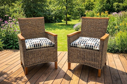 2 poltrone in rattan realizzate a mano negli anni '20 – tuinstoelen