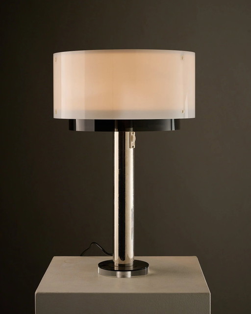 Artiforte Cylindric Acrylic and Chrome Table Lamp