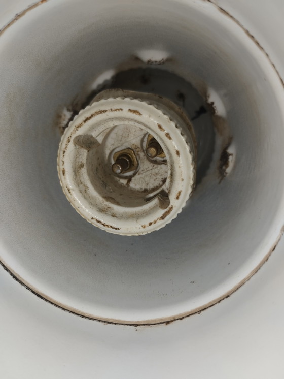 Image 1 of 50er jaren geëmailleerde industriële hanglamp