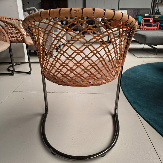 Midj dining chair, light brown leather and metal, Textile, Modern (photo 3 of 6)