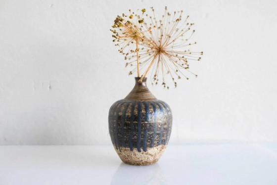 Image 1 of Mid-century Scandinavian modern brutalist art pottery vase by Mari Simmulson for Upsala Ekeby, Sweden, 1970s