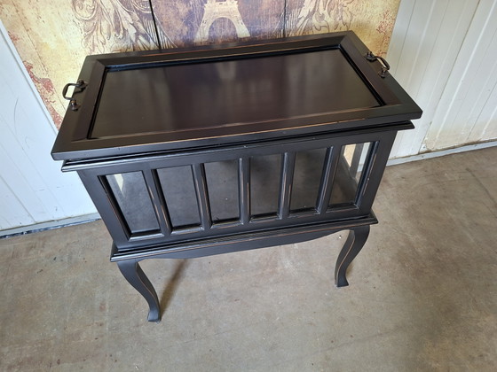 Image 1 of Oriental tea cabinet, display cabinet, whiskey bar, wine cabinet with removable tray, dimensions 62x41cm and 76cm high