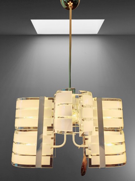 Profili Murano glass and 24 kt gold plated futura pendant lamp