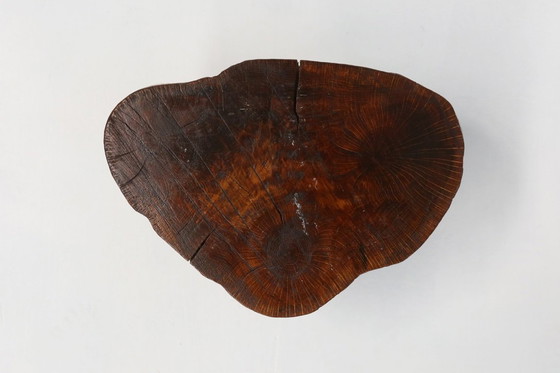 Image 1 of Mesa baja rústica de madera con trípode, Bélgica ca. 1900