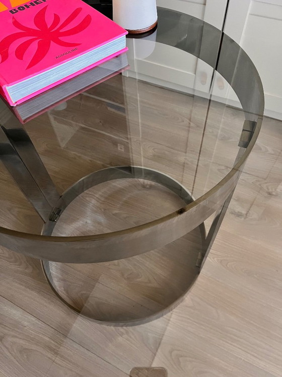 Chrome table with smoked tabletop – Dining tables, Glass, Metal (photo 4 of 8)