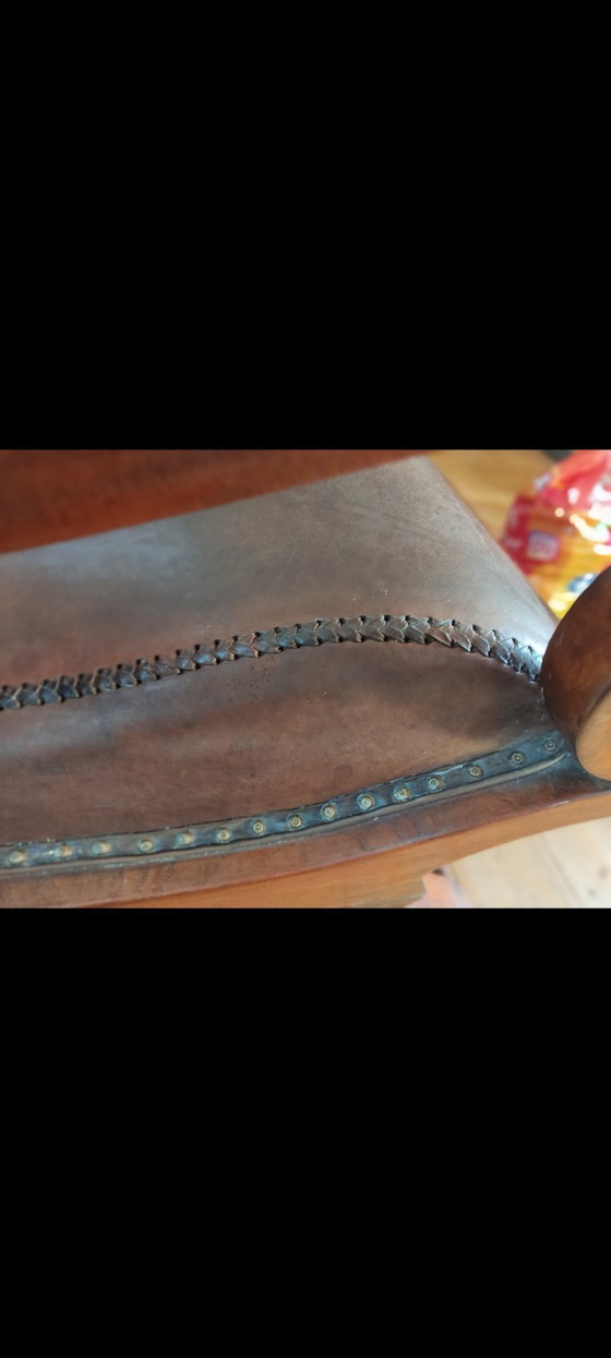 Hemingway Chair, Cult Armchair made of high-quality sheepskin leather, Wood, Brown (photo 6 of 6)