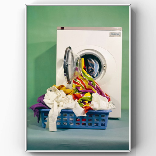 1x midcentury ad, ca. 1965 | Washing Machine with green background