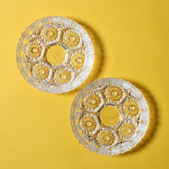 Image 1 of Sieradendoos van geperst glas uit het midden van de 20e eeuw / Geometrische bonbonpot