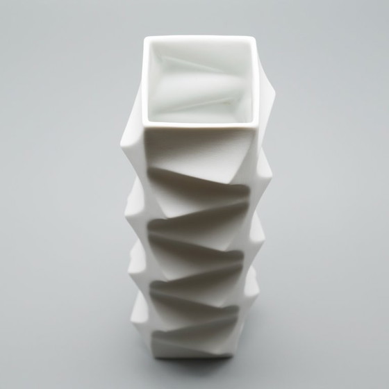 Image 1 of HUTSCHENREUTHER Chic Biskuitporzellan ARCHAIS 4× Vasen-Set Heinrich FUCHS Op Art