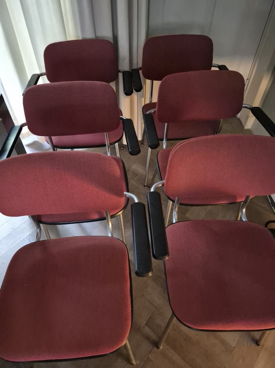 6 X Gispen 1235 Sedie Con Braccioli – Sedie da pranzo, Metal, Plastic (photo 5 of 7)