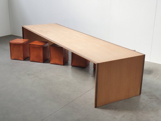 Image 1 of Oak Brass Vintage Design XL table custom made