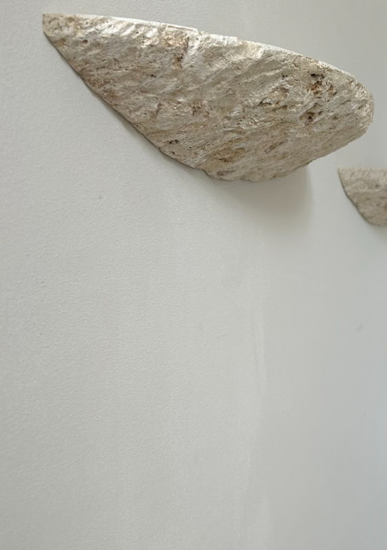 Image 1 of Paar vintage stenen wandlampen, natuurbeige, Italië 1979