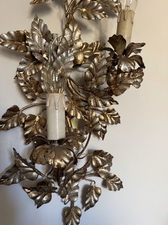 Image 1 of Florentine wall sconce with foliage design, 1960s