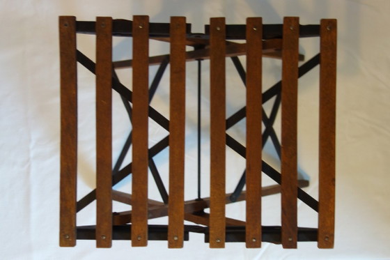 Folding Stool with Carry Handle, 1930-1940, Wood, Metal, Brown, Vintage (photo 4 of 8)