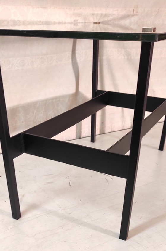 Image 1 of Modernist coffee table in metal, glass and brass - 1950s