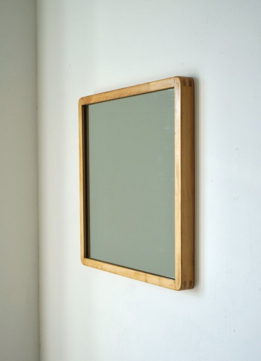 Rare Alvar Aalto birch Wall Mirror for Artek. 1950s