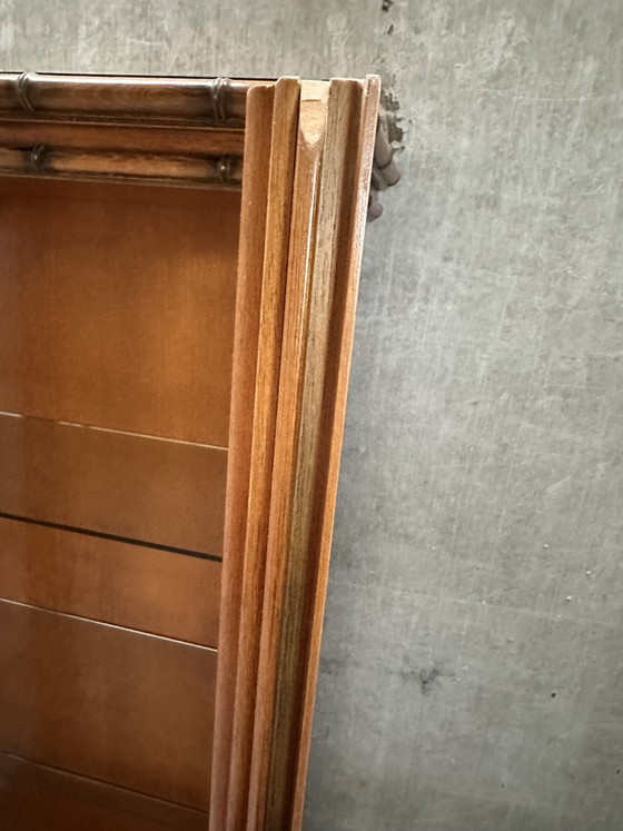 Vintage display cabinet with faux bamboo details 80s, Glass, Wood, Brown (photo 5 of 7)