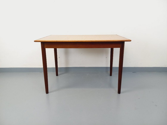Image 1 of Rectangular dining table in vintage Scandinavian style, made of teak and melamine, from the 1950s and 60s.