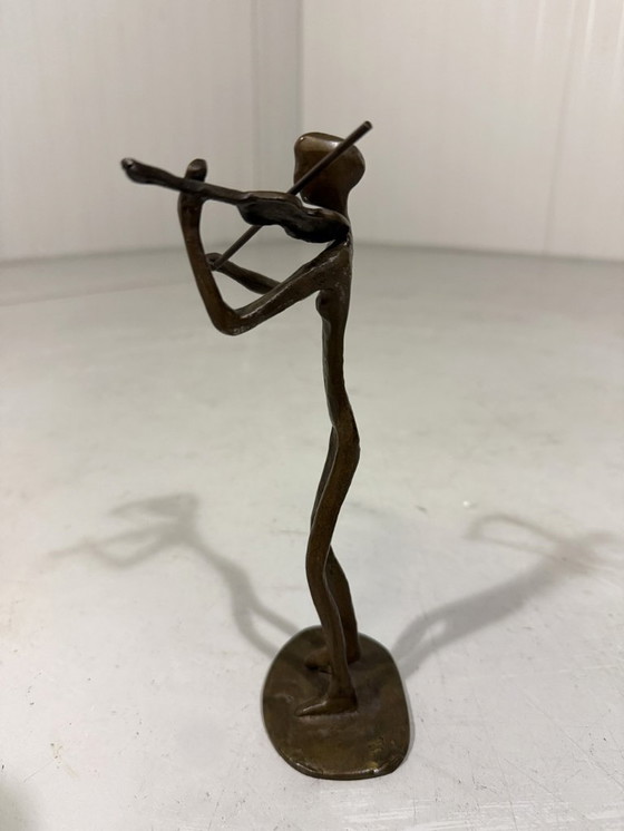 Image 1 of Abstract bronze statue of a violinist 1970-80's