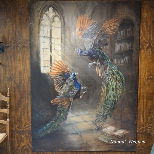 Oil painting with peacocks – schilderijen tekeningen, Canvas (photo 2 of 5)