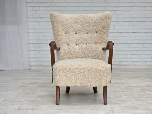Anni '60, design danese di Alfred Christensen, rivestito, pelle di pecora. – fauteuils, Other (photo 2 of 18)