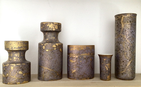 Image 1 of Rosenthal, Dressler 'Goldfeuer' jarrones, caja con tapa, candelabros, cuencos