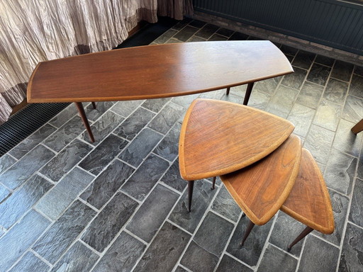 Poul Jensen Style 3 Nesting Tables & Coffee Table Teak Wood