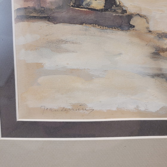 Image 1 of Acuarela Sobre Papel, “Pueblo” Escuela Francesa, S. XX - Francia