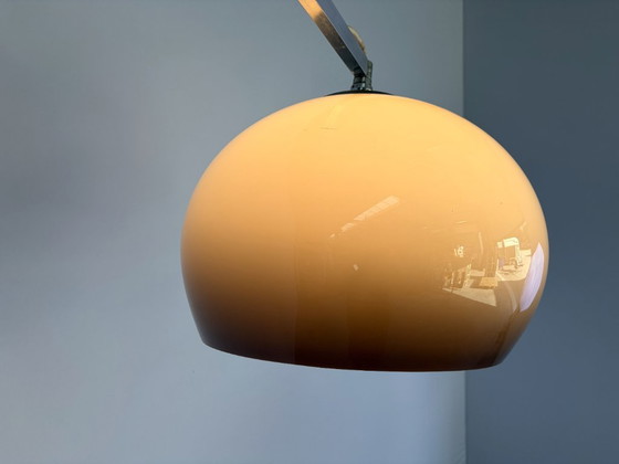 Lagre ausziehbare Bogen Stehleuchte, 70er Jahre – Stehleuchten, Glas, Chrom (photo 5 of 14)
