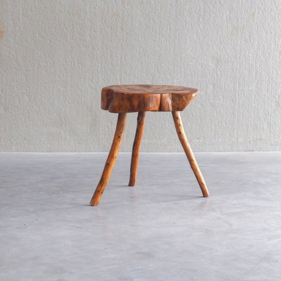 Vintage Franse bijzettafel van iepenhout in een koffer – Wood (photo 9 of 21)