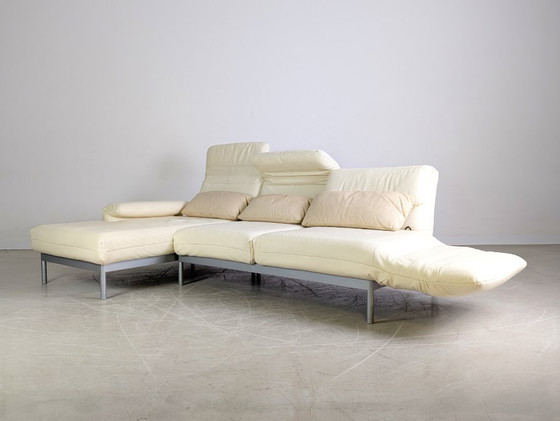 Image 1 of Canapé d'angle Plura original Rolf Benz, cuir beige clair, design crème