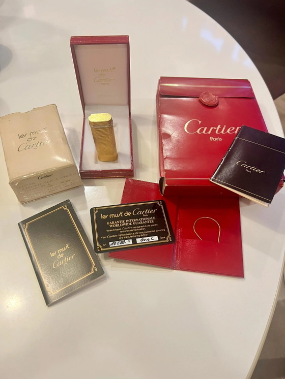 Original Vintage Cartier Gold-Plated Lighter with Trinity Band from 1983, with Certificate, Original Box, (photo 7 of 10)