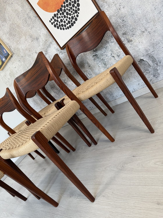 6er Set Palisander Stühle Møller Modell 71 Geflecht Neu, 60er – Niels Otto Møller, Esszimmerstühle, Wood (photo 5 of 15)