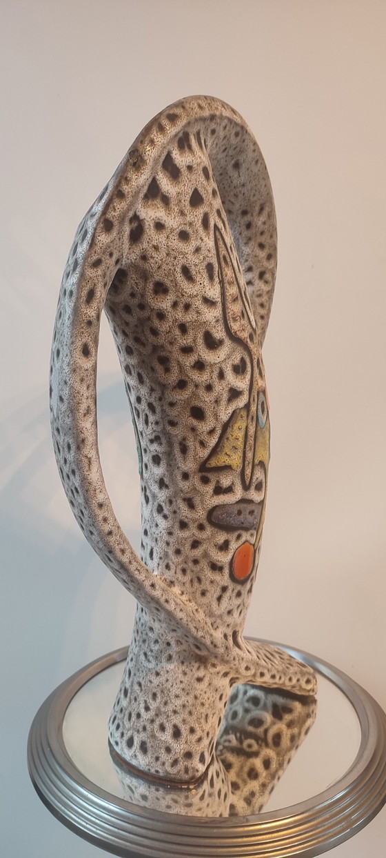 Image 1 of Sculptural Ceramic Vase (43cm) by Marius Bessone, Vallauris (1955-1960)

