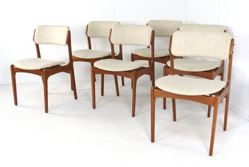 Set of 6 Erik Buch O.D. mobler model 49 chairs vintage Danish