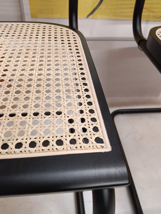Image 1 of ALIVARMVSEVM 104. SET of 2 CESCA B32 Chairs (NEW) in Black Frame Limited Edition 