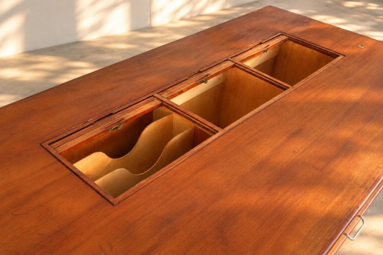 Vintage XL Desk | Clausen & Maerus | Eden | 1960s, Wood, Chrome, Brown (photo 10 of 14)