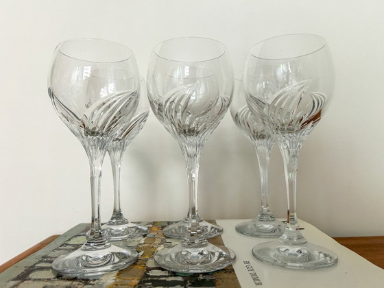 Image 1 of 6x vintage wine glass cut crystal