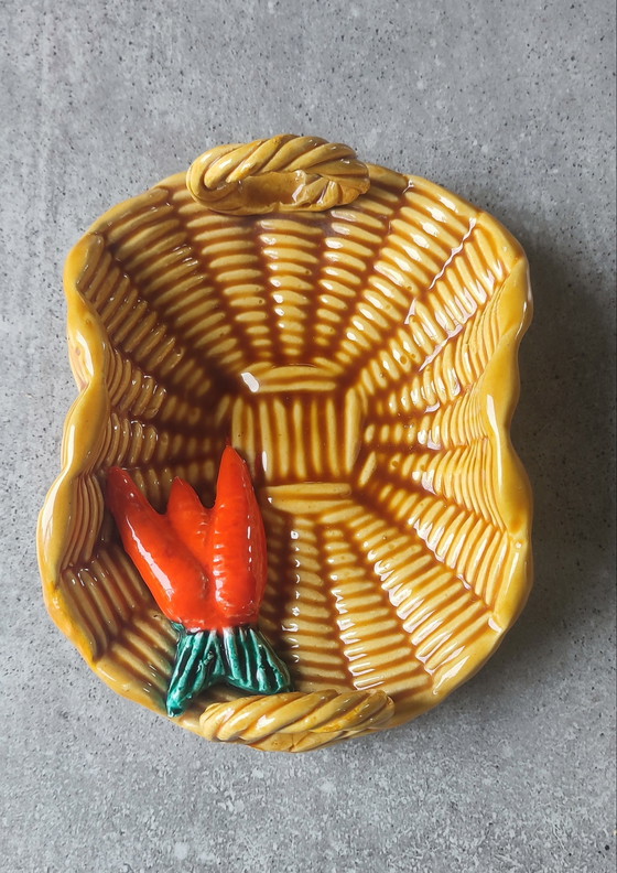 Image 1 of Barbotine "Carrot Basket" Vallauris