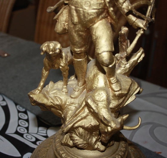 Image 1 of Antique French spelter/zinc cast figure with gilding – 19th century – 42 cm high